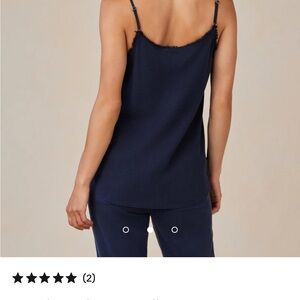 Bella Dahl Navy Fray-Trim Cami Tank